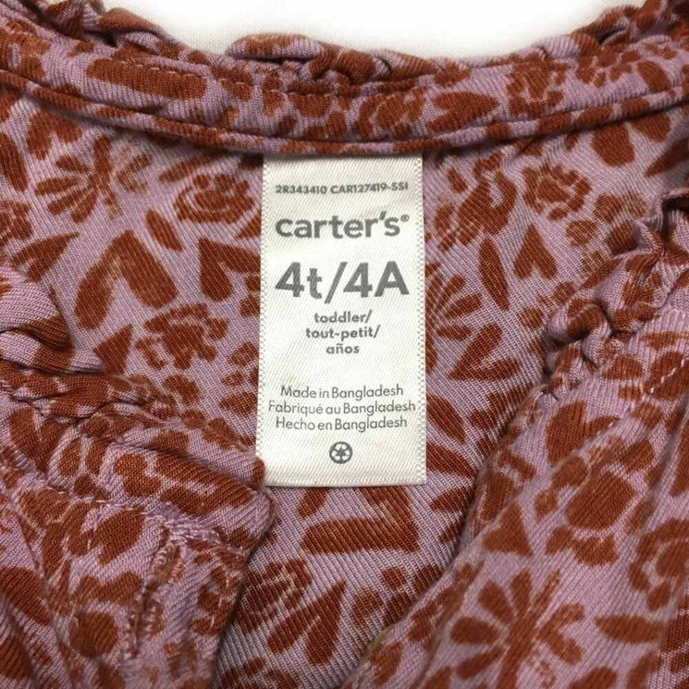 Carters Girls Light Purple & Red Top Size 4T